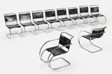 'MR' Chairs (10) by Ludwig Mies van der Rohe, late 20th century Chrome-plated tubular steel, offered Jun 2026