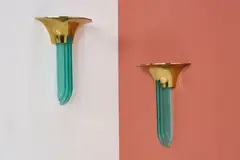 Karl Springer, 'Purcell' Sconces (2), ca. 1978, Chip-carved glass