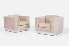 Milo Baughman, Club Chairs (2), 1970s, Fabric
