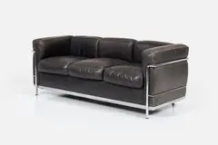 Perriand + Jeanneret, 'LC2' Sofa by Le Corbusier, 1928, / 1990s Chrome-plated metal, sold Jun 2026