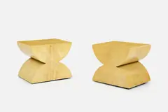 Karl Springer, Side Tables (2), 1980s, Lacquered goatskin. 18.5" H x 22" W x 18" D