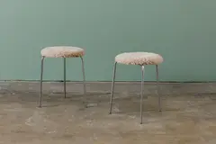 Arne Jacobsen, Stacking Stools (2), 1960s, Chrome-plated steel