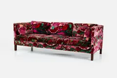 Tuxedo Sofa by Edward Wormley, 1960s, mahogany, sold Dec 2025