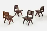 Slatted Dining Chairs (4) by Pierre Jeanneret, ca. 1953, sold Sep 2025
