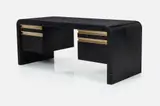 Executive Desk by Karl Springer, 1985, Lizard skin-embossed leather, offered Jun 2025