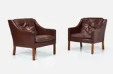 Lounge Chairs (2) by Borge Mogensen, ca. 1963, Leather, sold Apr 2025