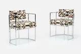 Milo Baughman, Armchairs (2), 1976, Chrome-plated steel