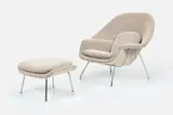 Eero Saarinen, 'Womb' Chair + Ottoman (2), 1980s, Fabric