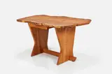 Special Desk with Pencil Drawer by George Nakashima, 1989, English oak burl, offered Dec 2024