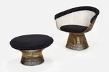 Lounge Chair + Ottoman (2) by Warren Platner, 1966, / ca. 2015 18k gold-plated steel, sold Dec 2024
