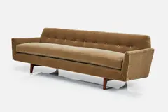 Bracket-Back Sofa by Edward Wormley, ca. 1955, mahogany, sold Dec 2024