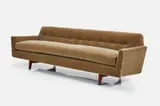 Bracket-Back Sofa by Edward Wormley, ca. 1955, mahogany, sold Dec 2024
