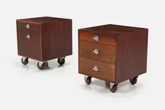 'Diplomat' Rolling Cabinets (2) by Finn Juhl, ca. 1962, Rosewood, sold Dec 2024