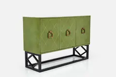 Raised Credenza by Tommi Parzinger, 1940s, Leather-covered wood, sold Sep 2024