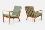 Lounge Chairs (2) by T. H. Robsjohn-Gibbings, ca. 1955, Bleached walnut, sold Mar 2024