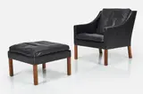 Borge Mogensen, Lounge Chair and Ottoman (2), 1960s, Leather