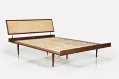 George Nelson, Queen Size 'Thin Edge' Bed, 21st century Walnut