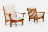 Hans J. Wegner, Lounge Chairs (2), 1950s, Oak