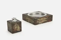 'Patchwork' Smoking Set (2) by Paul Evans, 1970s, Copper, sold Sep 2023