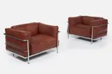 Perriand + Jeanneret, 'LC3' Club Chairs (2) by Le Corbusier, 1990s, Leather, sold Sep 2023