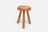Tall 'Les Arcs' Stool by Charlotte Perriand, ca. 1968, Pine. 18" H x 13" Diameter, sold Jun 2023