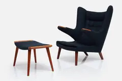 Hans J. Wegner, 'Papa Bear' Lounge Chair and Ottoman (2), 1950s, Fabric