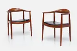 'The Chair' Armchairs (2) by Hans J. Wegner, ca. 1950, Teak, sold Jun 2023