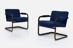 Milo Baughman, Cantilevered Armchairs (2), 1970s, Bronze-finished metal