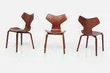 'Grand Prix' Chairs (3) by Arne Jacobsen, 1957, / 1960s Teak bent wood, sold Mar 2023