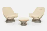 Easy Chairs and Ottoman (3) by Warren Platner, 1705, / 1990s Steel, sold Mar 2023