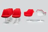 Eero Saarinen, Upholstered 'Tulip' Dining Chairs (10), 1957, / 1998 Lacquered fiberglass