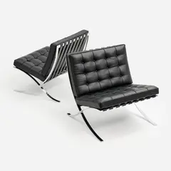 Mies van der Rohe, for Knoll Pair of Barcelona Chairs, 1929, manufacture post-2006 Chrome-plated steel