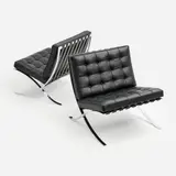 Mies van der Rohe, for Knoll Pair of Barcelona Chairs, 1929, manufacture post-2006 Chrome-plated steel