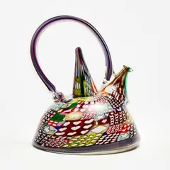 "Crazy Quilt Teapot" Glass Sculpture (1988) by Richard Marquis, 1988, Art glass 6 3/4" x 6" x 5 1/2" Signed and dated to the underside, sold Sep 2026
