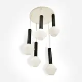 Tapio Wirkkala, for Airam Ltd. (Finland) 5-Globe Light (ca. 1960), ca. 1960, Airam Ltd. (Finland) Circa 1960 Opaline glass