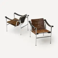 Le Corbusier, Jeanneret & Perriand Pair of LC1 Chairs (ca. 1970), ca. 1970, leather