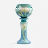 Roseville, Blue Iris Jardiniere and Pedestal (ca. 1930s), ca. 1930s