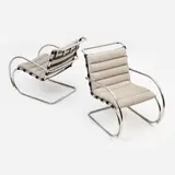 Mies van der Rohe, for Knoll Pair of MR20 Chairs (1927/ 1986), 1927, produced 1986 Chromed tubular steel