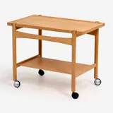 for Andreas Tuck AT48 Serving Trolley (ca. 1960) by Hans J. Wegner, ca. 1960, Andreas Tuck (Denmark) Design and production circa 1960 Natural oak 24" x 30 1/2" x 19", sold Mar 2025
