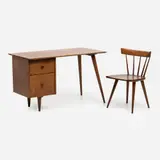 Paul McCobb, Planner Group Desk and Chair (ca. 1950s), ca. 1950s, early production Maple (tobacco finish) 29" x 48" x 24" (desk)