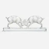 "Deux Chevres" Frosted Glass Sculpture by Lalique, 1936, sold May 2024