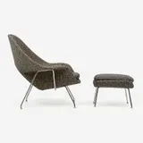 for Knoll Womb Chair and Ottoman (1948/1999) by Eero Saarinen, 1948, production 1999 Chrome-plated steel, sold Feb 2024