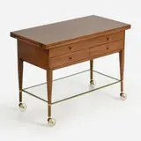 for Calvin 1072 Serving Cart (ca. 1954) by Paul McCobb, ca. 1954, production circa late 1950s Bleached mahogany, sold Feb 2024