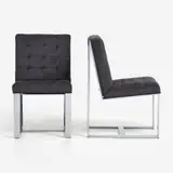 Milo Baughman, for Thayer Coggin, Pair of 8101 Chairs (1970s), 1970s, production ca. 1970s Chromed steel flat bar