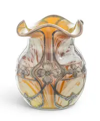 Loetz, Art Nouveau Silver Overlay Cased Glass Vase, Ca. 1900, Ca. 1900