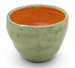 Pewabic, Early and Rare Mary Chase Perry Stable Studio Glazed Earthenware Bowl 1902-1904, 1902, an early matte green exterior glaze