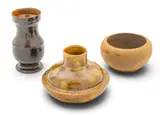 George E. Ohr, Diminutive Earthenware Vases, Ca. 1900, 3 PCS, Ca. 1900