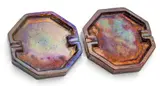 Pewabic, Iridescent Glazed Earthenware Ashtrays 1930-1940, 2 PCS, 1930