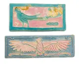 Pewabic, Detroit Society of Arts and Crafts Iridescent Glazed Earthenware Plaques 1940, 2 PCS, 1940