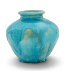 Persian Blue Glazed Earthenware Low Vase 1920-1930 by Pewabic, 1920, sold Sep 2026